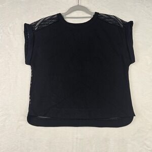 Banana Republic Womens‎ Black Crochet Blouse Size XS Short Sleeve
